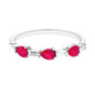 East West Style Pear Shape Ruby Half Eternity Ring with Baguette Diamond