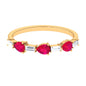 East West Style Pear Shape Ruby Half Eternity Ring with Baguette Diamond
