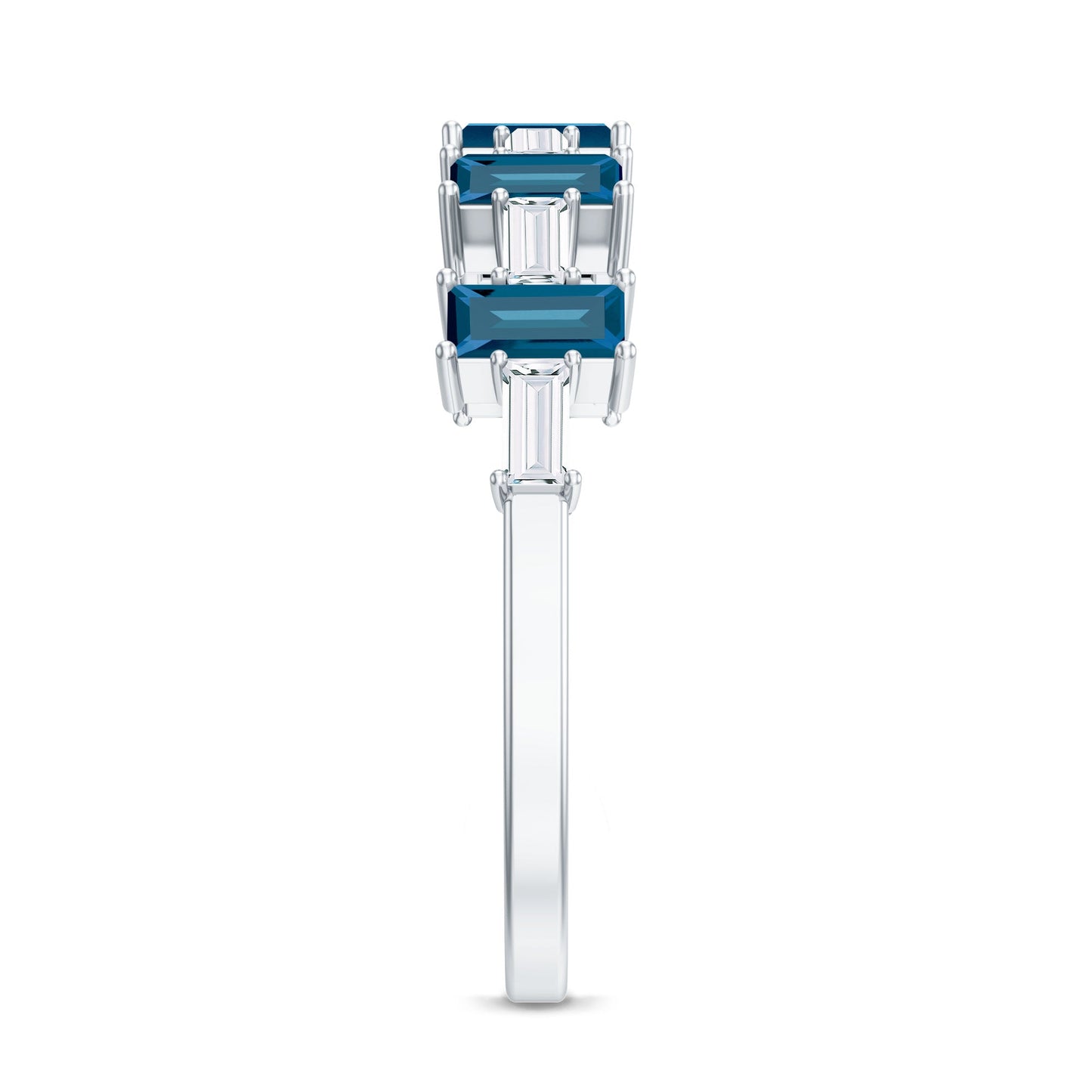 London Blue Topaz and Diamond Baguette Eternity Band Ring
