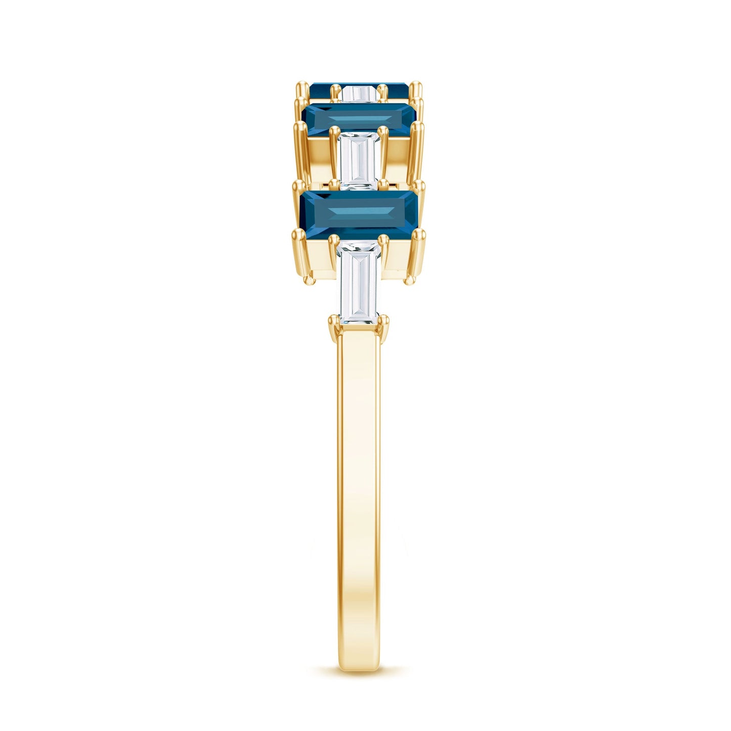 London Blue Topaz and Diamond Baguette Eternity Band Ring
