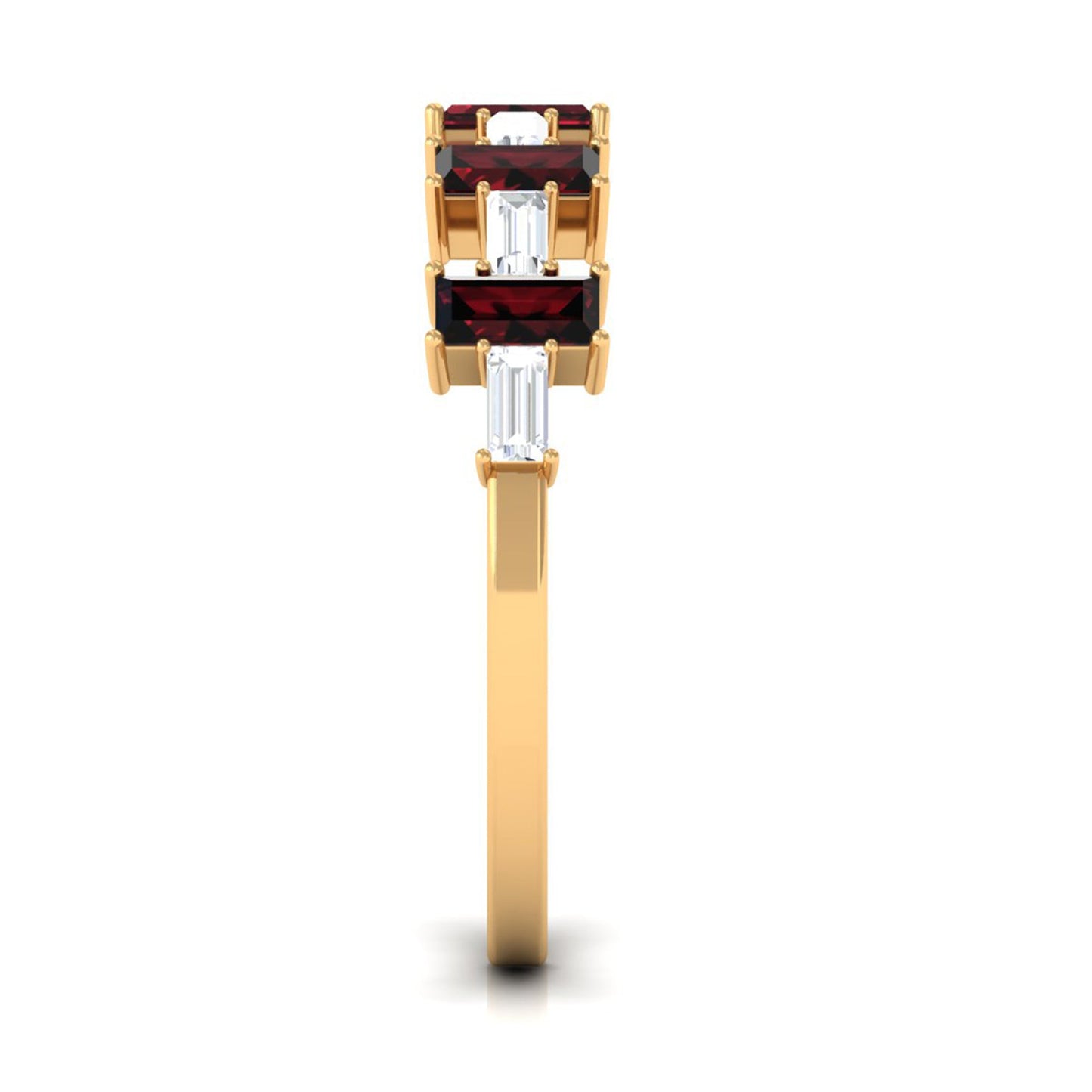 Genuine Baguette Garnet Diamond Half Eternity Ring