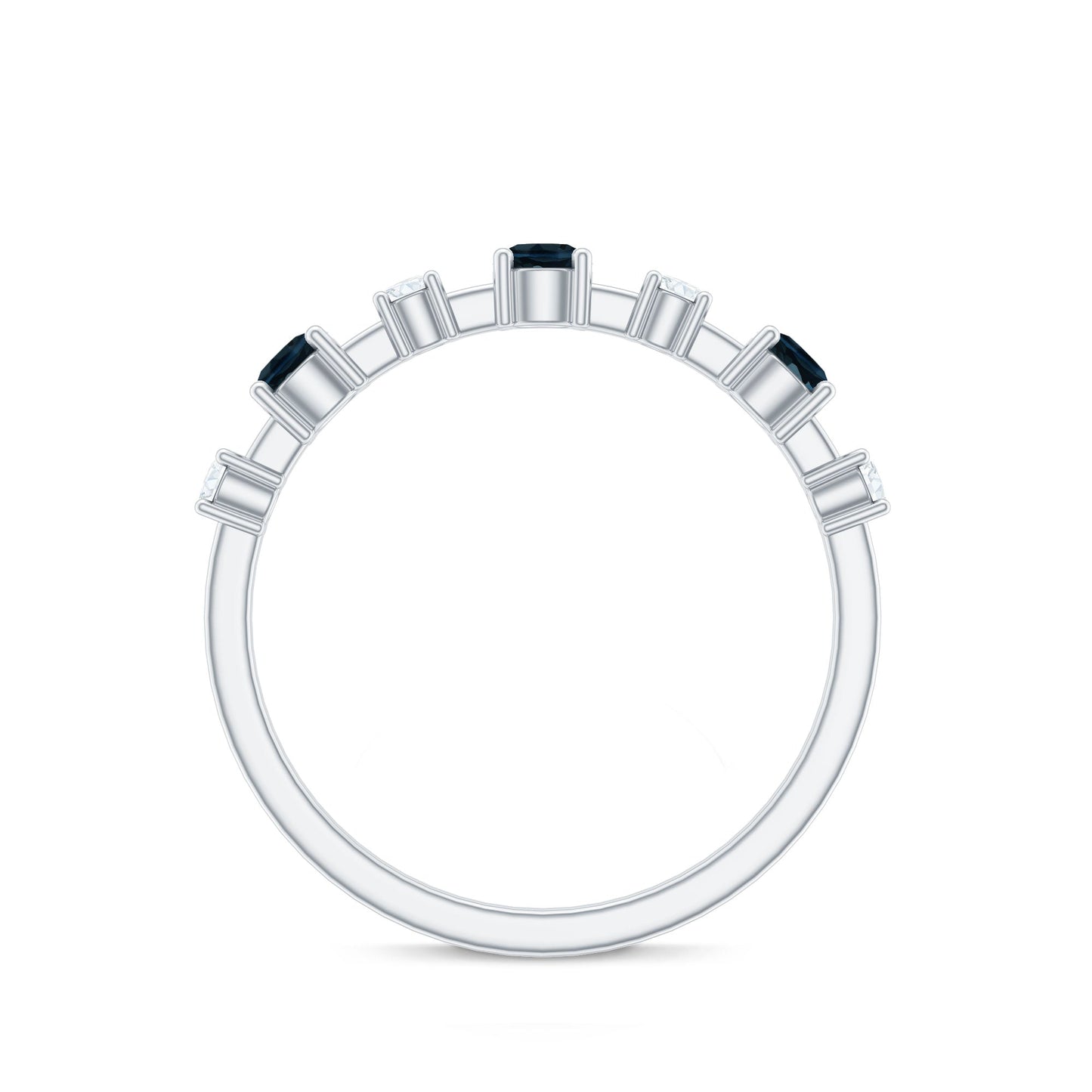 London Blue Topaz Wedding Eternity Band with Diamond