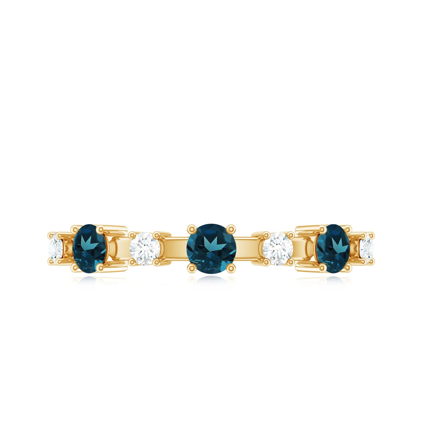 London Blue Topaz Wedding Eternity Band with Diamond