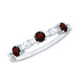 Natural Garnet Diamond Half Eternity Ring