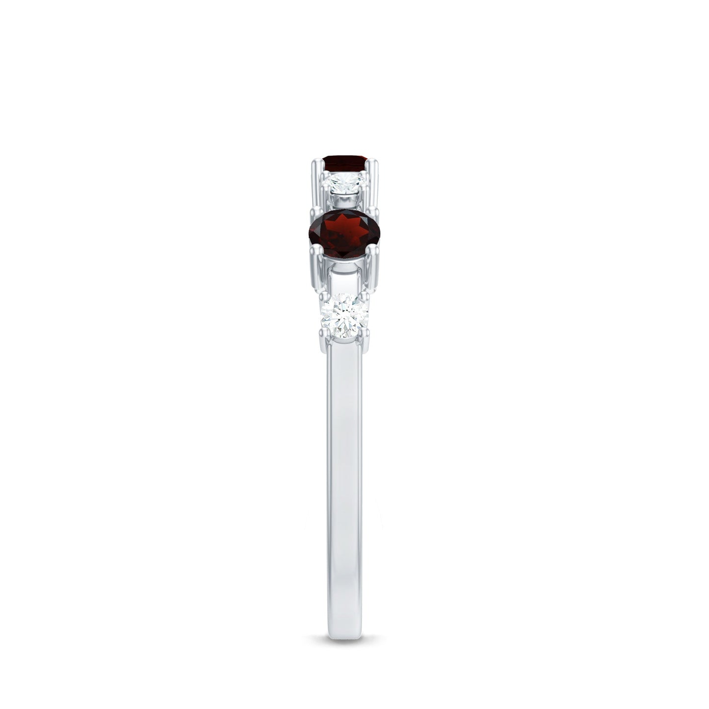 Natural Garnet Diamond Half Eternity Ring