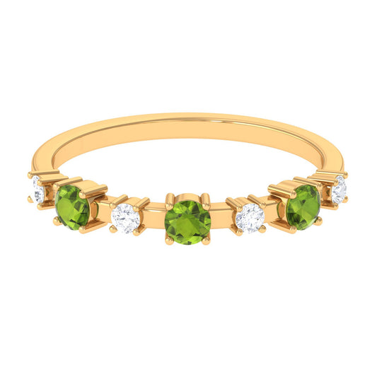 Half Eternity Ring with Peridot and Diamond
