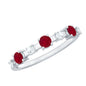 Natural Ruby Half Eternity Anniversary Ring with Diamond