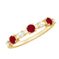 Natural Ruby Half Eternity Anniversary Ring with Diamond