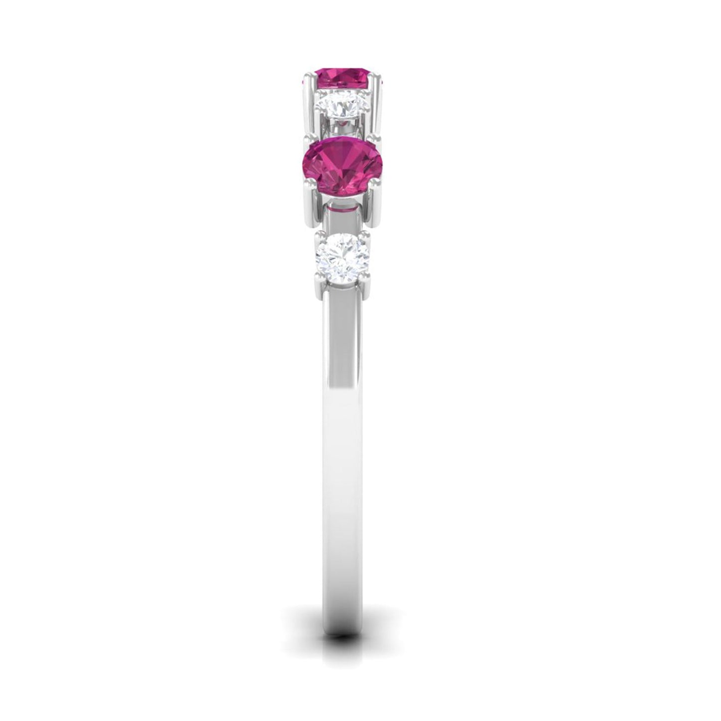 Pink Tourmaline and Diamond Half Eternity Ring