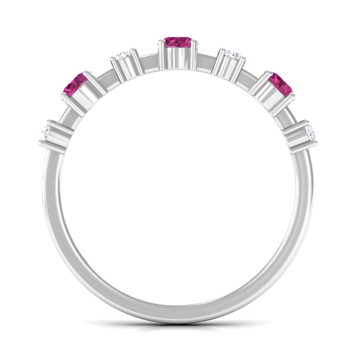 Pink Tourmaline and Diamond Half Eternity Ring