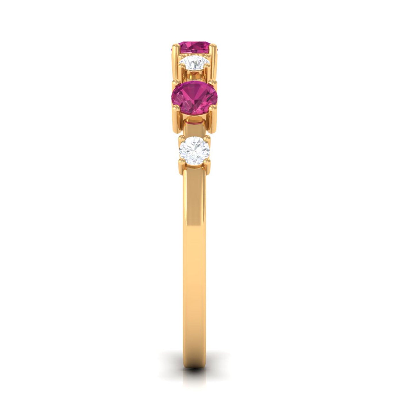 Pink Tourmaline and Diamond Half Eternity Ring