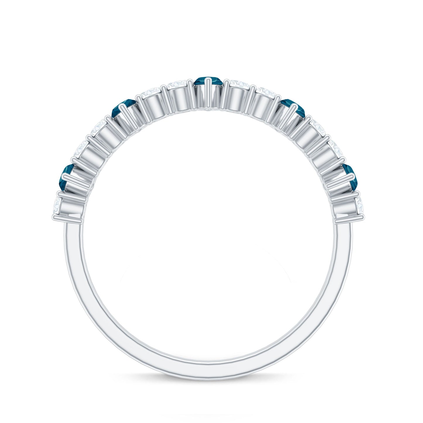 Marquise London Blue Topaz Semi Eternity Band with Diamond