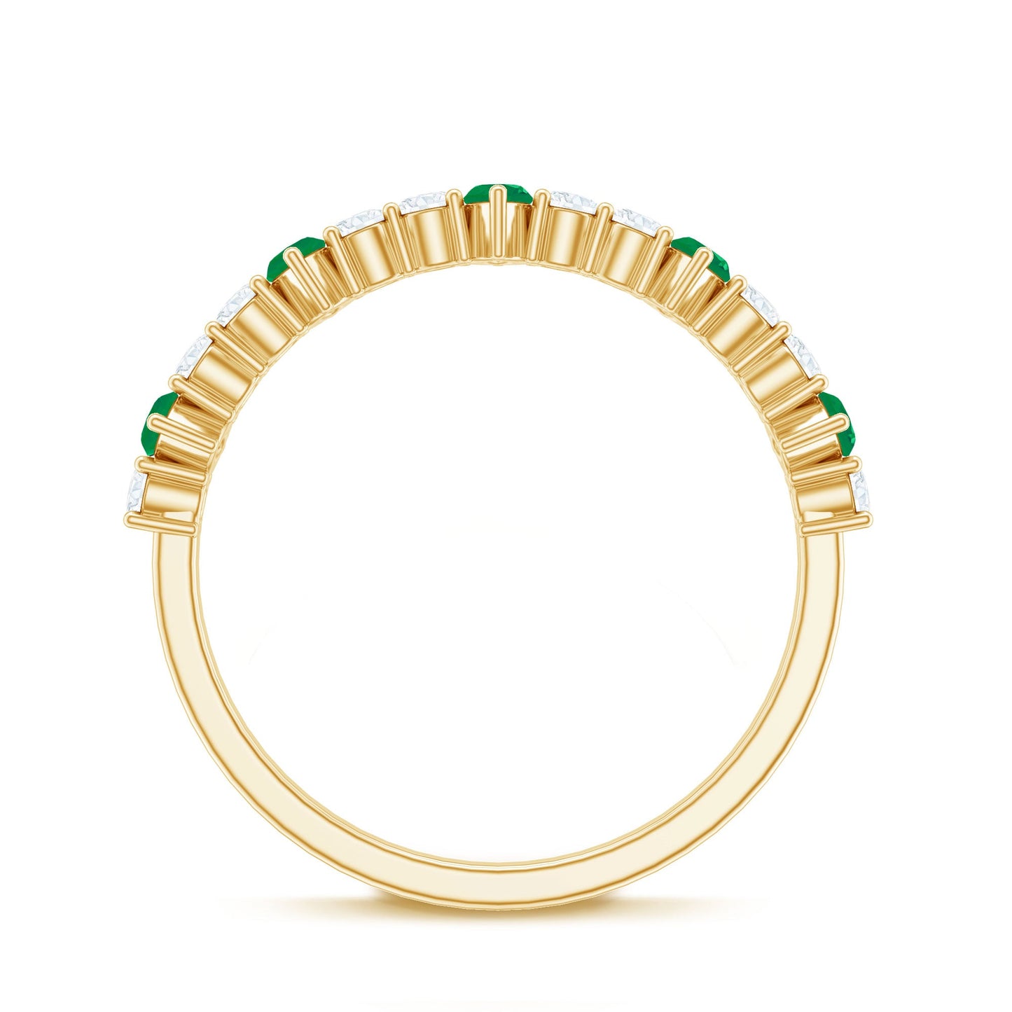 Natural Marquise Emerald Diamond Half Eternity Anniversary Ring with Certificate