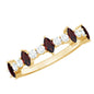 Natural Marquise Garnet Half Eternity Ring with Diamond