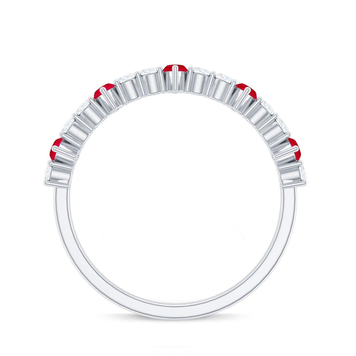 Natural Marquise Ruby Diamond Half Eternity Ring