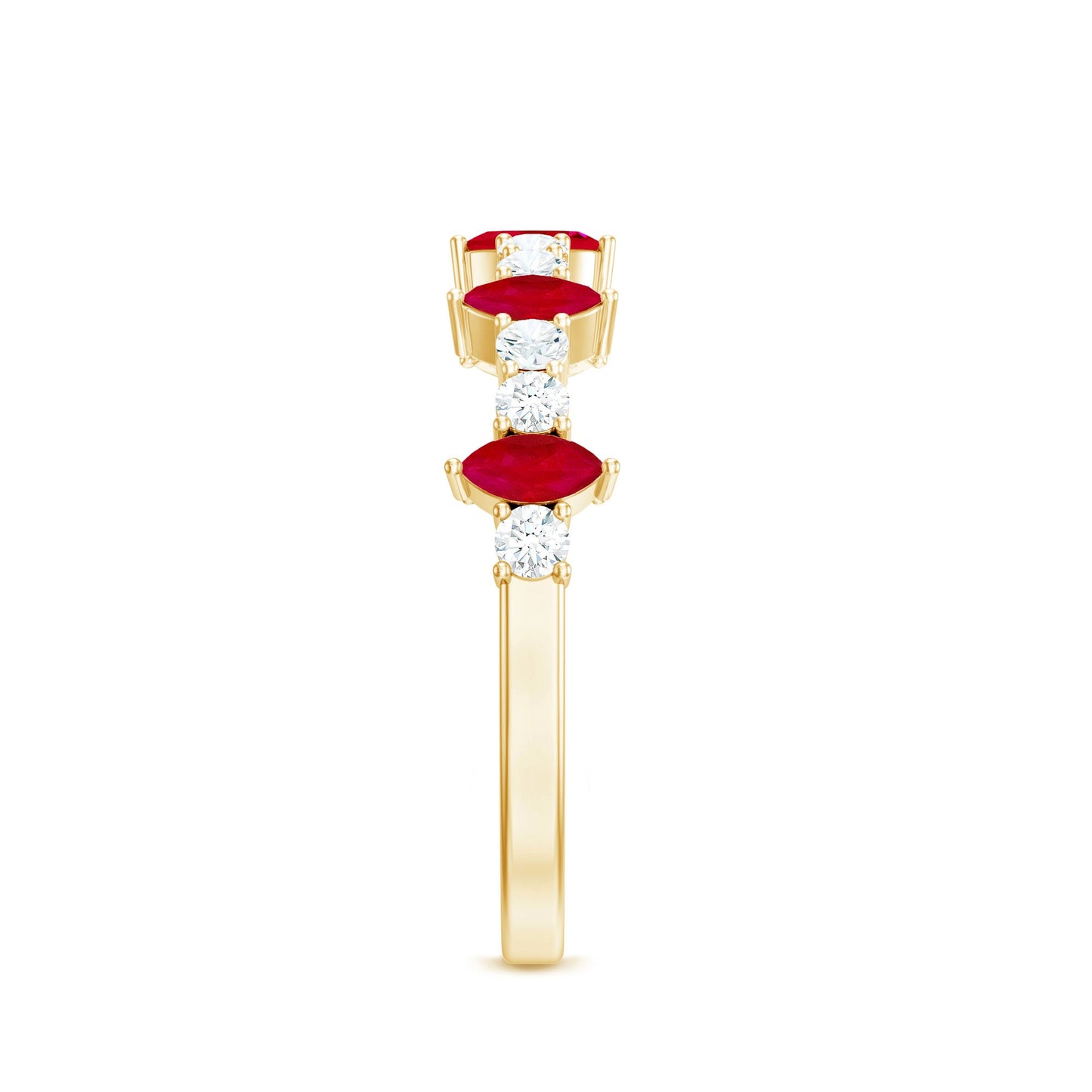 Natural Marquise Ruby Diamond Half Eternity Ring