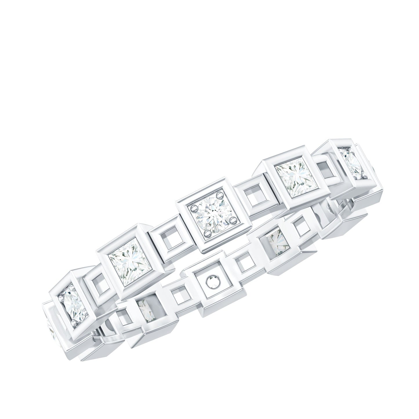 Princess Cut Moissanite Contemporary Wedding Band Ring