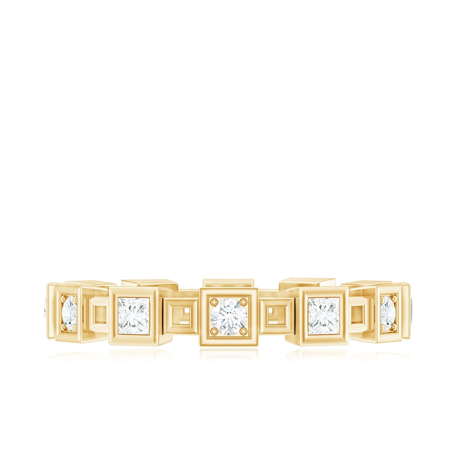 Princess Cut Moissanite Contemporary Wedding Band Ring