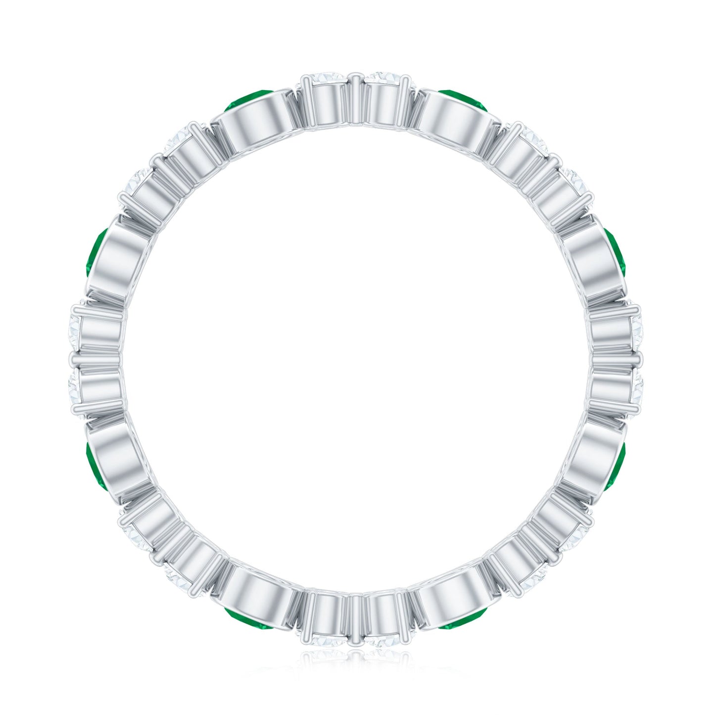 Natural Emerald Diamond Eternity Ring with Certificate