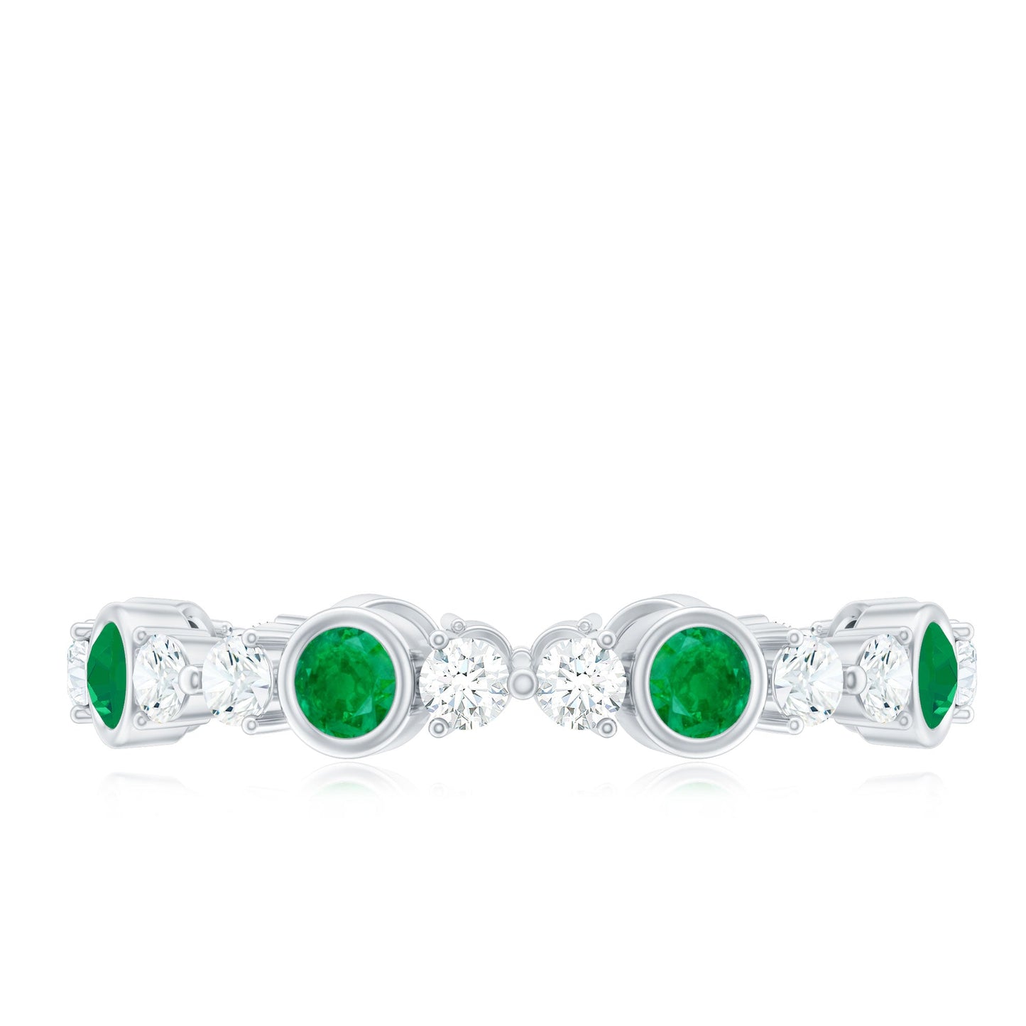 Natural Emerald Diamond Eternity Ring with Certificate