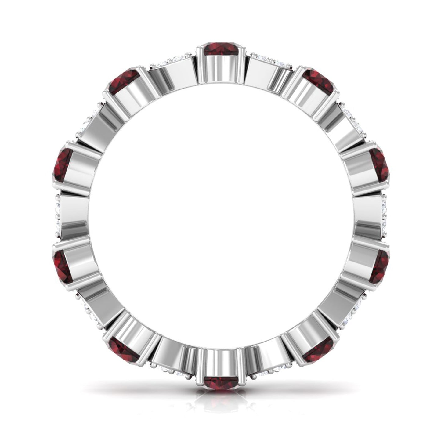 Natural Garnet Diamond Eternity Ring with Certificate