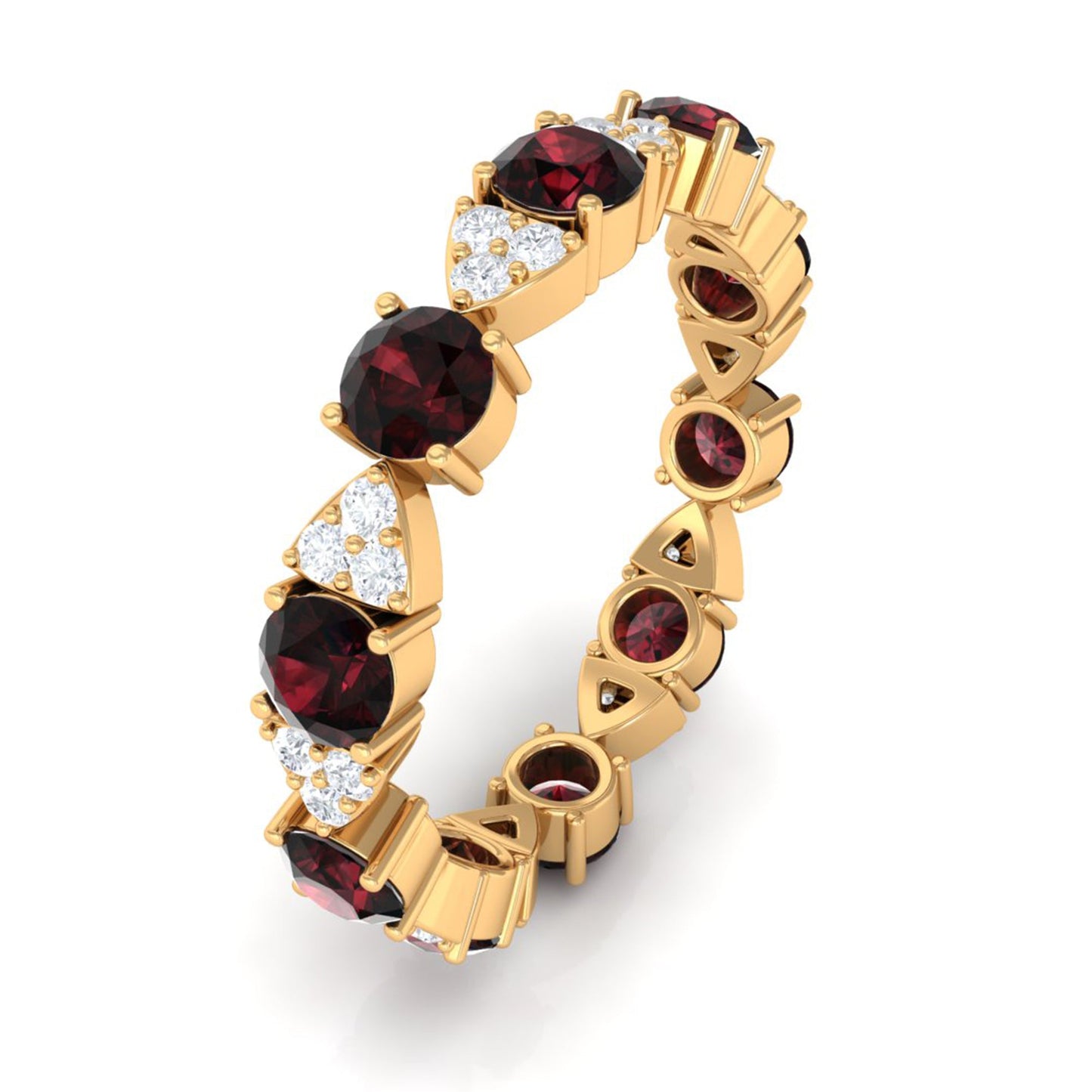 Natural Garnet Diamond Eternity Ring with Certificate