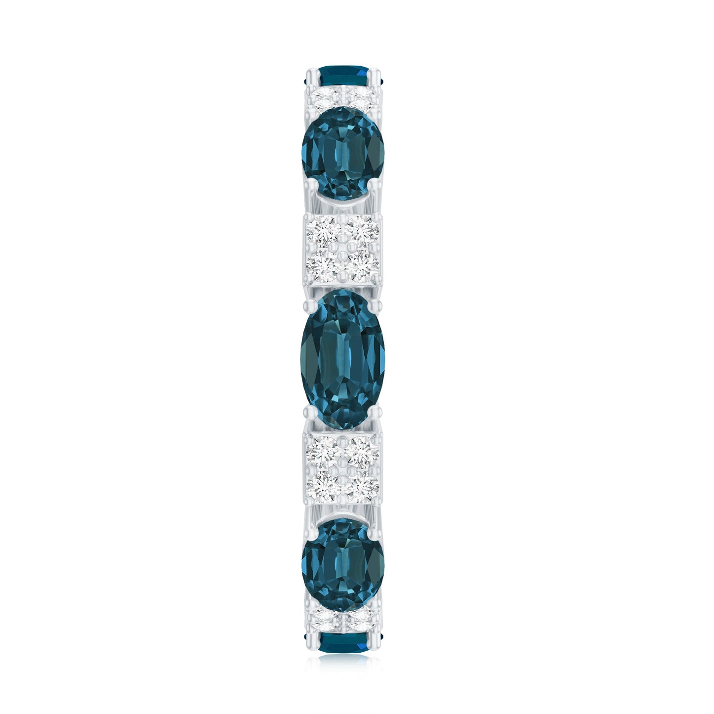 Oval London Blue Topaz Full Eternity Band Ring with Diamond