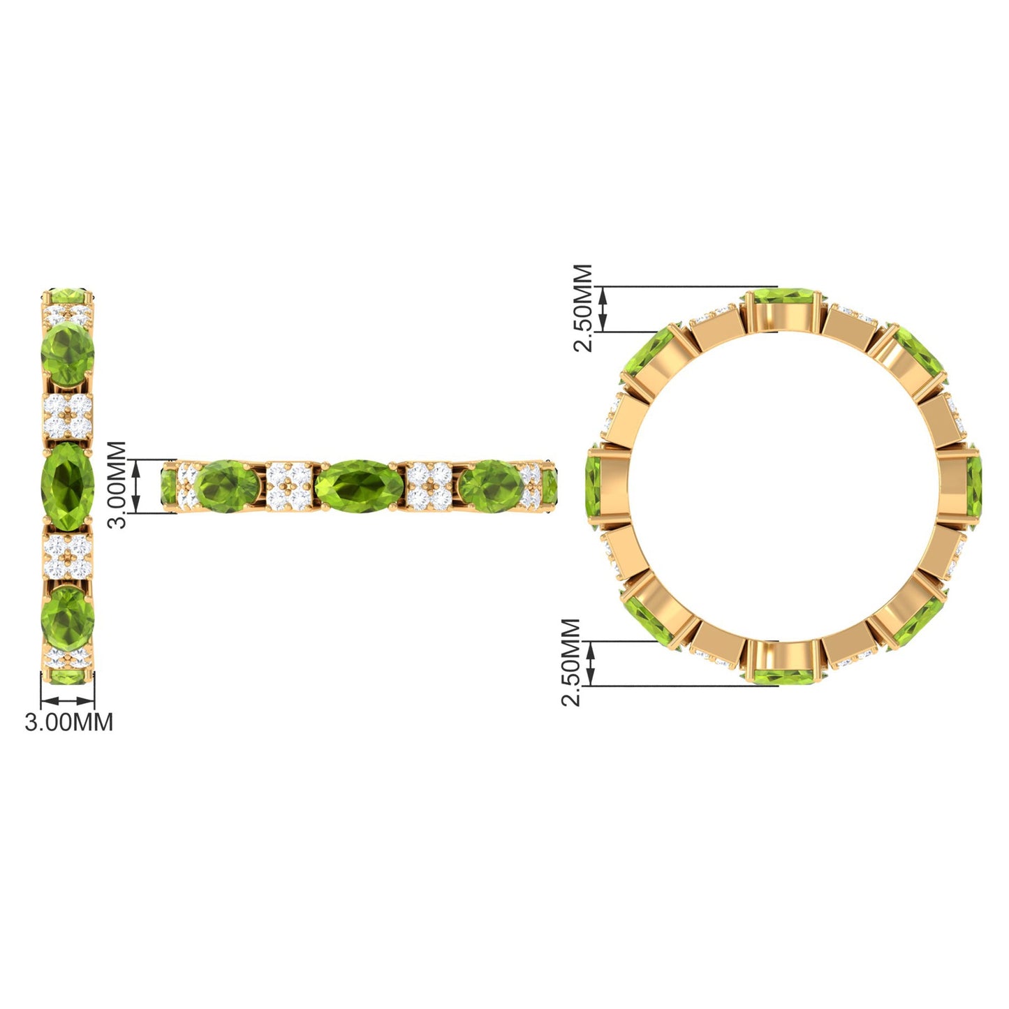 Oval Cut Peridot and Diamond Eternity Ring