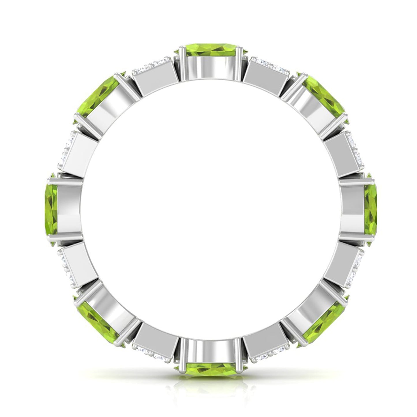 Oval Cut Peridot and Diamond Eternity Ring