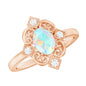 Oval Cut Certified Ethiopian Opal Vintage Inspired Engagement Ring with Diamond