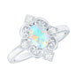 Oval Cut Certified Ethiopian Opal Vintage Inspired Engagement Ring with Diamond