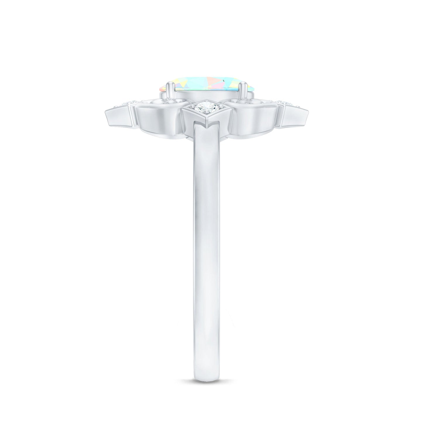 Oval Cut Certified Ethiopian Opal Vintage Inspired Engagement Ring with Diamond