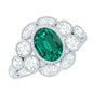 Certified Oval Lab Grown Emerald Antique Looking Engagement Ring