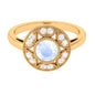 0.3 Carat Round Moonstone and Diamond Vintage Engagement Ring