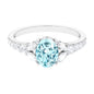 1 Carat Oval Aquamarine Engagement Ring with Diamond