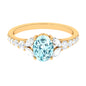 1 Carat Oval Aquamarine Engagement Ring with Diamond