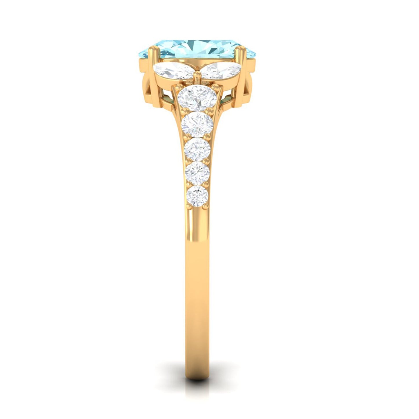 1 Carat Oval Aquamarine Engagement Ring with Diamond