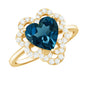 2 Carat Heart Shape London Blue Topaz Designer Engagement Ring with Diamond Halo
