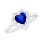 0.9 Carat Heart Lab Grown Blue Sapphire Designer Engagement Ring with Diamond