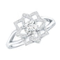Certified Moissanite Floral Engagement Ring with Split Shank