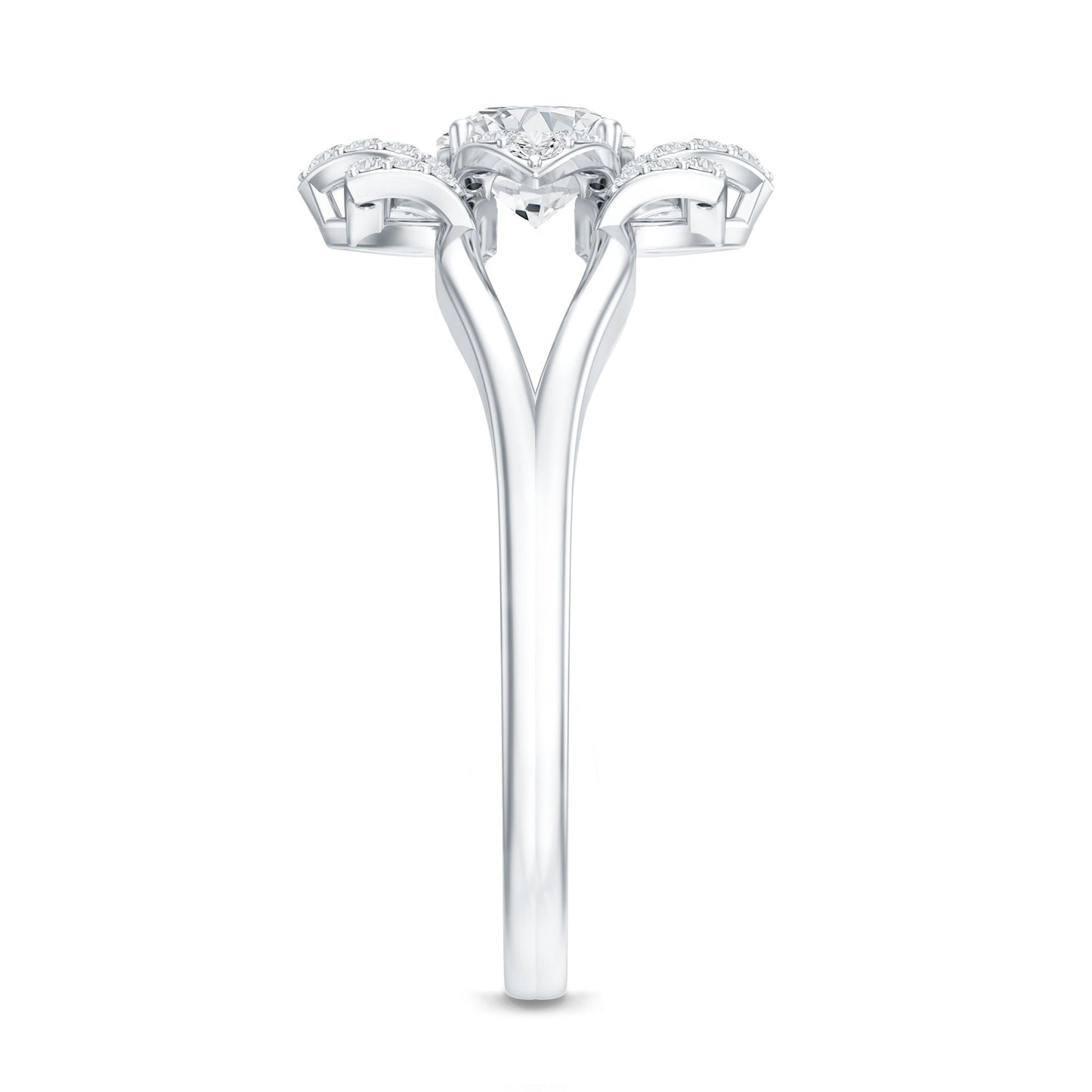 Certified Moissanite Floral Engagement Ring with Split Shank