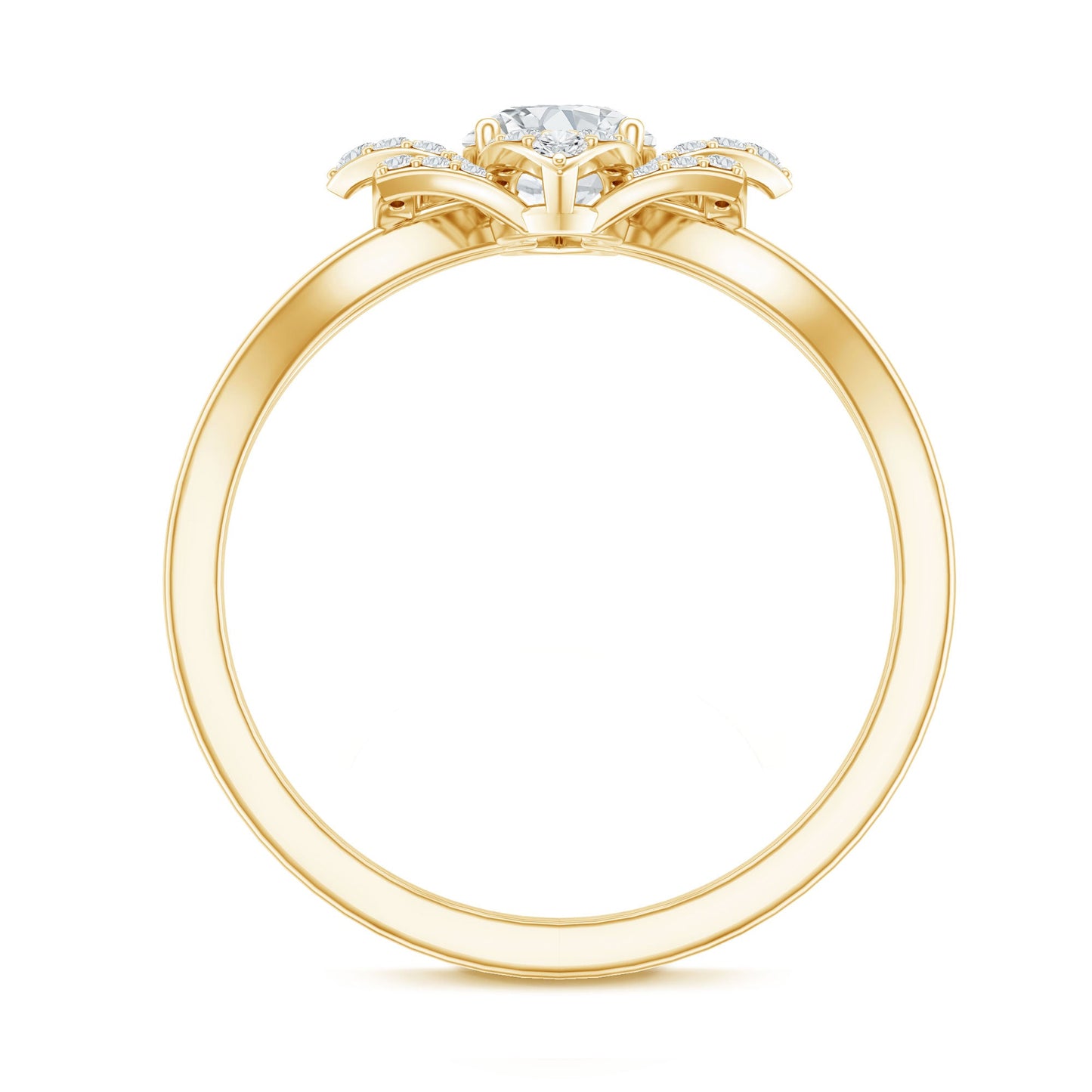 Certified Moissanite Floral Engagement Ring with Split Shank