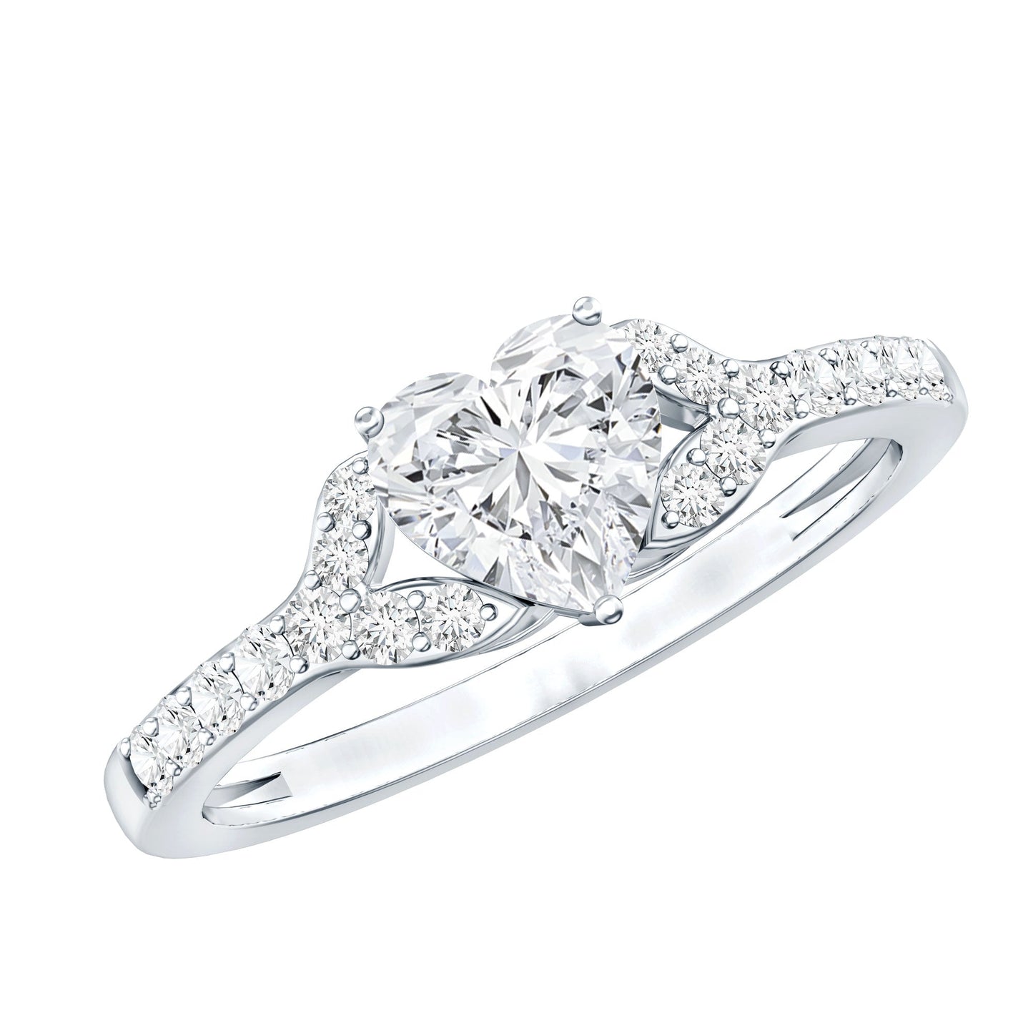 Certified Heart Shape Moissanite Engagement Ring