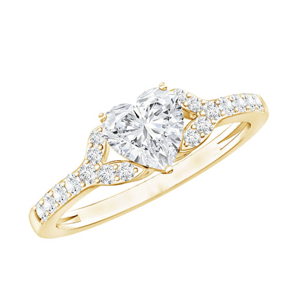 Certified Heart Shape Moissanite Engagement Ring