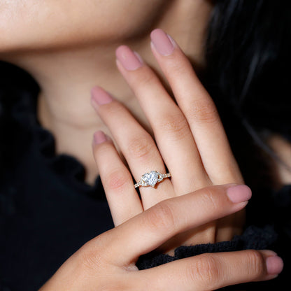 Certified Heart Shape Moissanite Engagement Ring