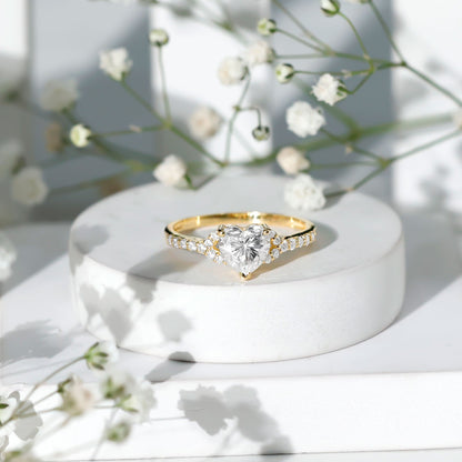 Certified Heart Shape Moissanite Engagement Ring