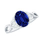 Certified 1.5 Carat Lab Grown Blue Sapphire Diamond Oval Engagement Ring with Crossover Shank