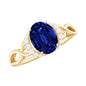 Certified 1.5 Carat Lab Grown Blue Sapphire Diamond Oval Engagement Ring with Crossover Shank