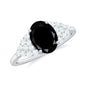 1.9 Carat Lab Grown Black Diamond Oval Engagement Ring with White Diamond