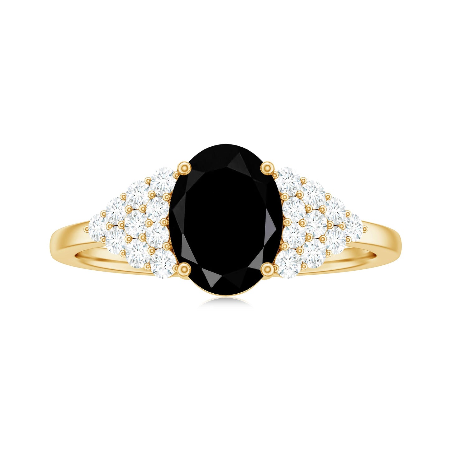1.9 Carat Lab Grown Black Diamond Oval Engagement Ring with White Diamond